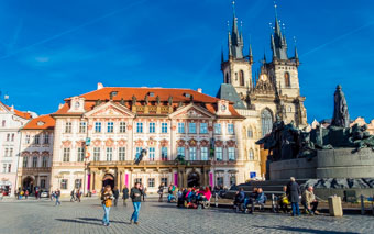 Old Town Square and church of Our Lady before Týn in Prague, Czech Republic