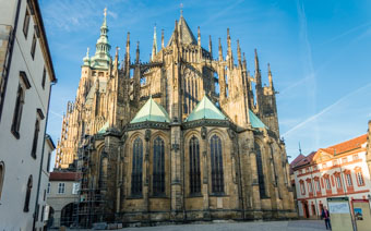 St. Vitus Cathedral at Prague Castle seen from behind, Czech Republic